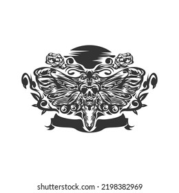 Silhouette butterfly with skull concept design vector