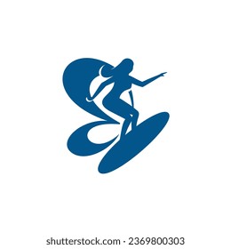 silhouette butterfly surfer girl logo