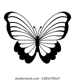 Silhouette of butterfly vector illustration isolated on white background