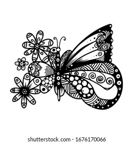 Silhouette of butterfly. Vector illustration. Ornament butterfly