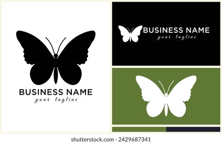 silhouette butterfly vector logo template