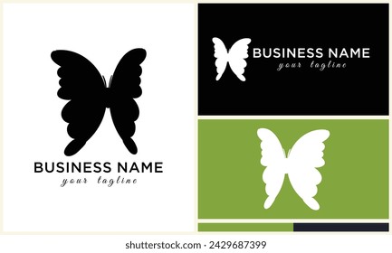 silhouette butterfly vector logo template