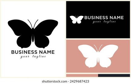 silhouette butterfly vector logo template