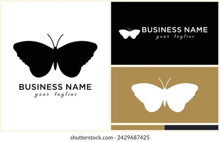 silhouette butterfly vector logo template