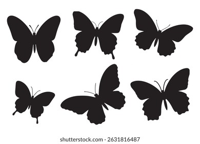 Silhouette butterfly vector set illustration