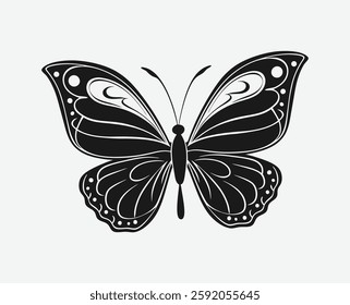 silhouette of a butterfly with wings vector icon
