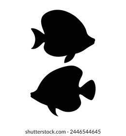 silhouette of butterflyfish on white