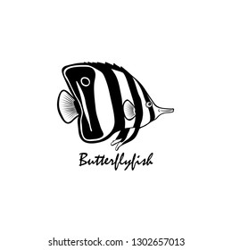 Silhouette of butterflyfish vector illustratin