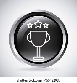 Silhouette and button concept represented by white trophy icon. Isolated and shiny illustration.