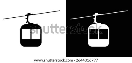 Silhouette of cable car icon vector. Cable car showing concept of adventure, cable transport vector. Gondola symbol, logo, vector illustration.