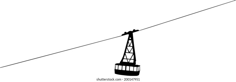 silhouette of a cableway on white background