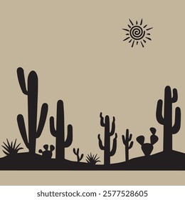 Silhouette of a cactus, cactus 