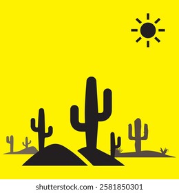 Silhouette of a cactus, desert cactus 