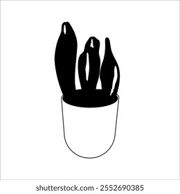 Silueta, cactus, aislado, fondo blanco, negro, blanco, Vector