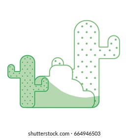 silhouette cactus plan with trees and ecological element