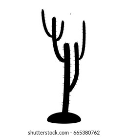 Silhouette of a cactus in the savannah. Vector isolated illustration