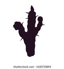 The silhouette of the cactus. Vector illustration.