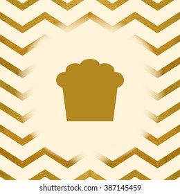 The silhouette of cake on chevron background. Background for Easter greeting card, decals, label, poster or cover.