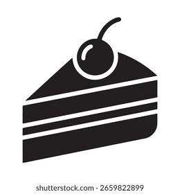 Icono de rebanada de pastel de silueta sobre fondo blanco Vector de símbolo de postre mínimo