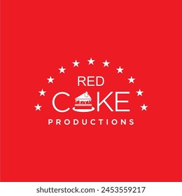 Silhouette cake template logo design vector with red nuances