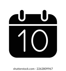 Silhouette calendar 10 date isolated vector illustration