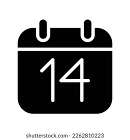Silhouette calendar 14 date isolated vector illustration