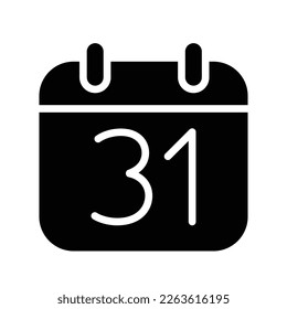 Silhouette calendar 31 date isolated vector illustration