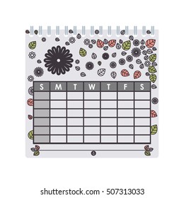silhouette calendar with floral background
