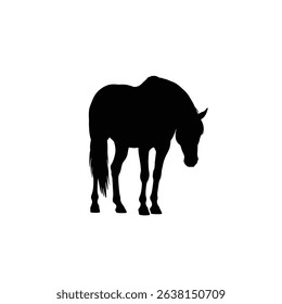 Silhouette: Calm Horse Standing Still, Head Bowed  Tranquil Equine Icon