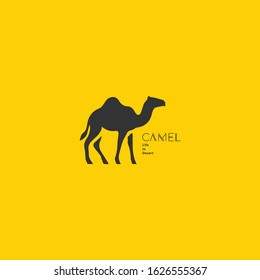 silhouette of camel animals that live in the desert in vector format