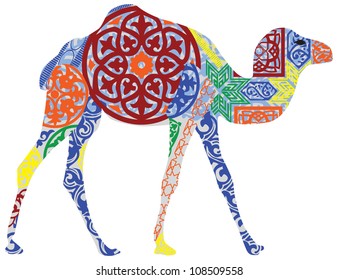 silhouette of a camel in the Arab national ornament