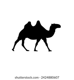 silhouette of a camel on a white background, for the month of Ramadan, Eid al-Fitr, and Eid al-Adha, Arabic icon, camel icon, icon for the holiday of sacrifice 