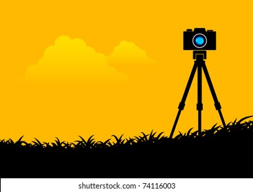 Silhouette of camera