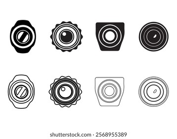 silhouette camera lens bundle  fill and outline. 