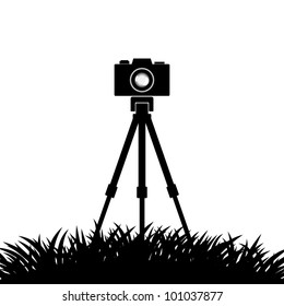 Silhouette of camera on white background