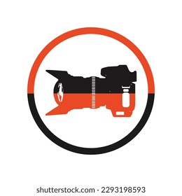 Silhouette of a camera on a white background. Vector illustration