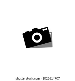 Silhouette of camera photography with shadow logo design template vector