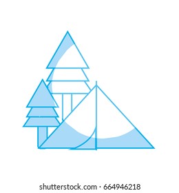 silhouette camp with trees and natural adventure