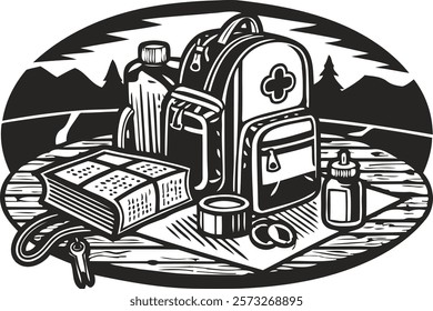 Silhouette Camping Essentials Survival Kit Illustration