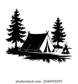 silhouette camping tent black color only.