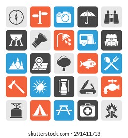 Silhouette Camping and tourism icons - vector icon set