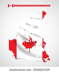 Silhouette of Canada map filled with the Canadian flag design, symbolizing national pride, unity, and geographic vastness.  
