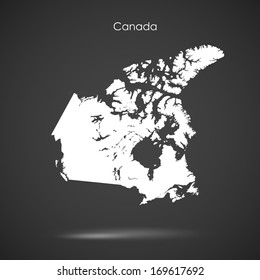Silhouette of Canada over grey background. Vector design 