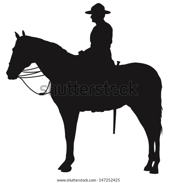 The\
silhouette of a Canadian Mounted Police\
officer
