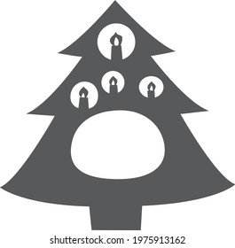 The silhouette of the candle and tree.