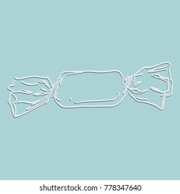 Silhouette of a candy on a blue background. Vector illustration