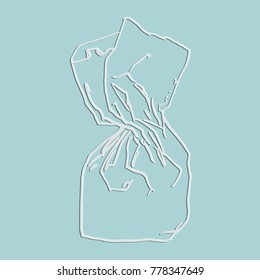 Silhouette of a candy on a blue background. Vector illustration