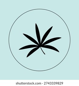 Silhouette cannabis leaf inside a circle vector illustration