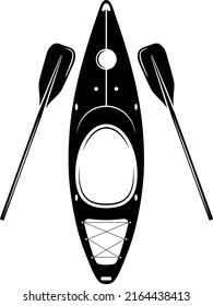 Silhouette of a Canoe and Paddles