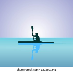 silhouette of canoe sports